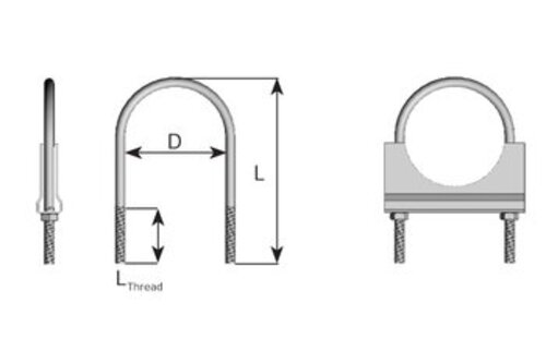 U-Bolt Clamp, Ø=92/L=140 mm, M10, ZINC