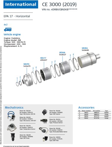 CE 3000 (2019) Horizontal for International, Engine: Cummins ISB EPA17