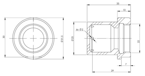 Bushing, 33x31.5mm, SS